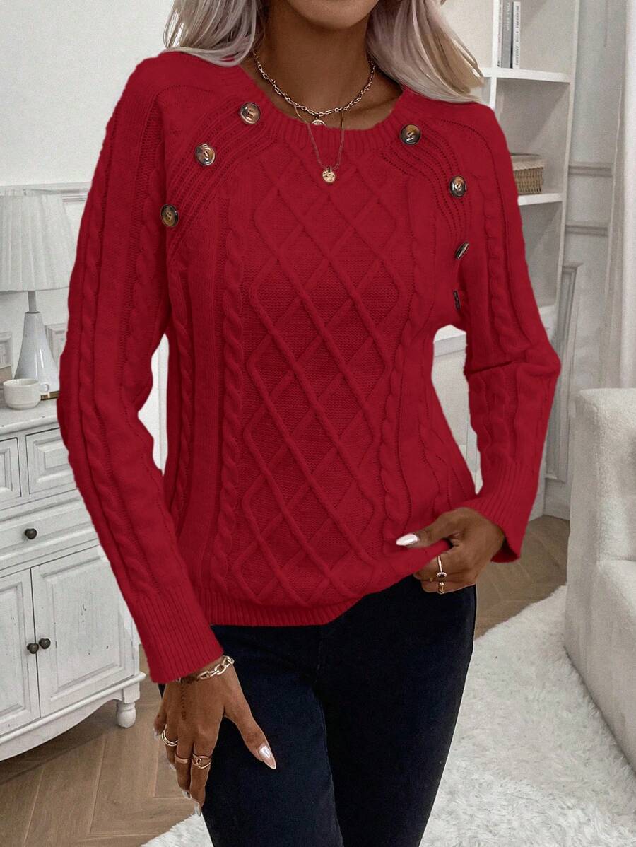 Women's Blouse Button Front Decorative Details