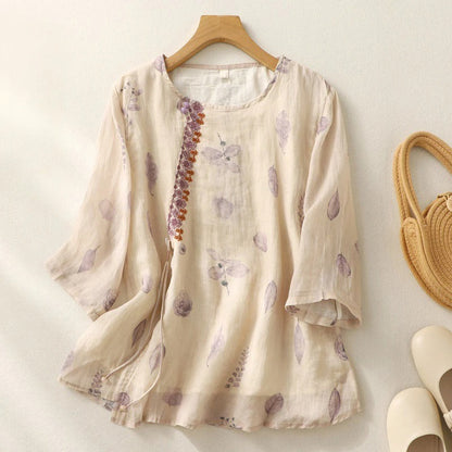 Women's Embroidered Blouse Round Neck