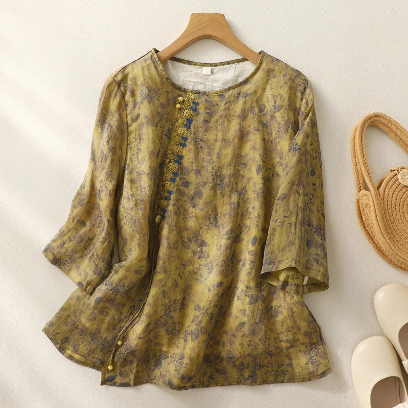Women's Floral Blouse Relaxed Fit - Vonnera