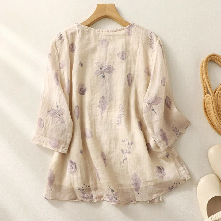 Women's Embroidered Blouse Round Neck