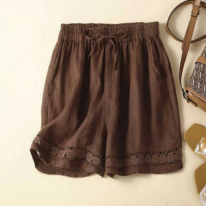 Women's Elastic Waist Shorts Lace Hem