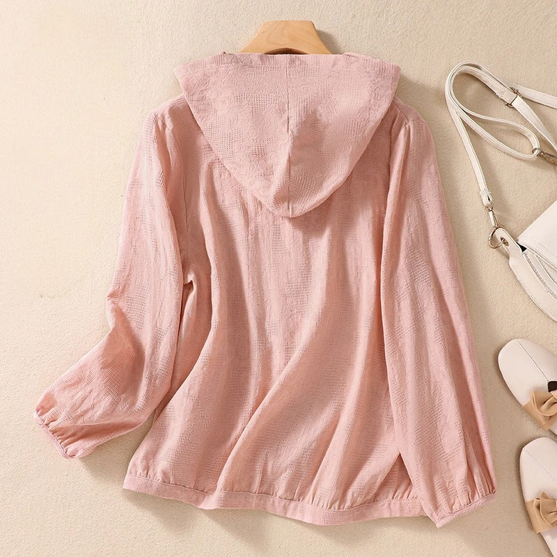 Women's Hooded Button Down Blouse