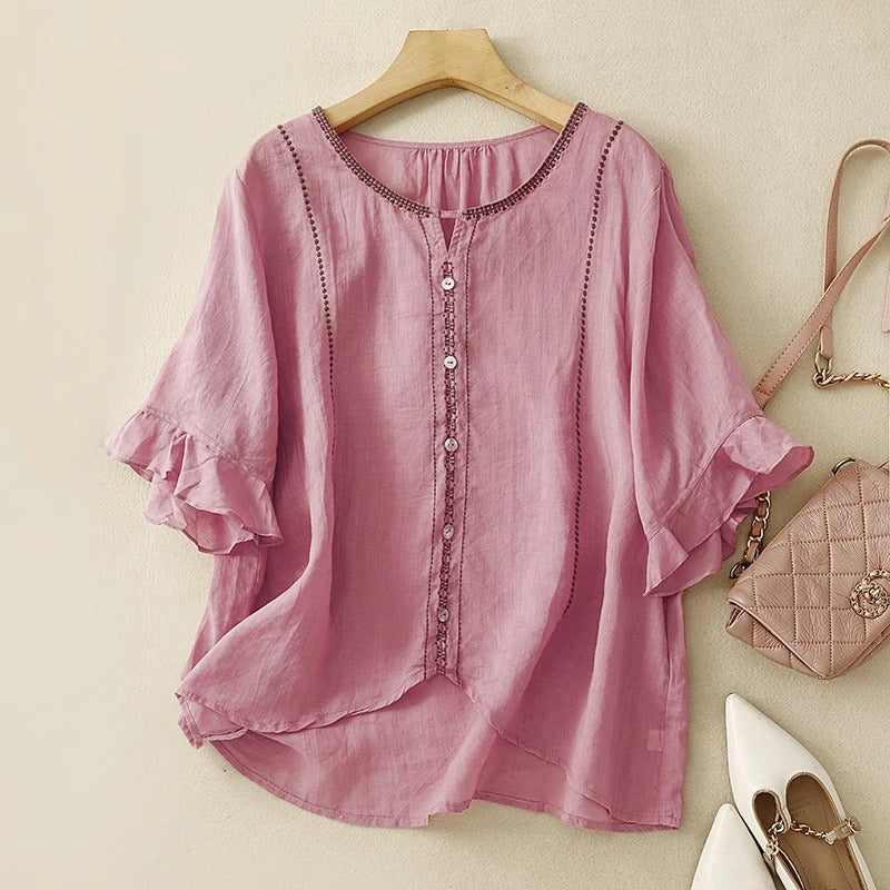 Women's Ruffle Sleeve Blouse Patterned