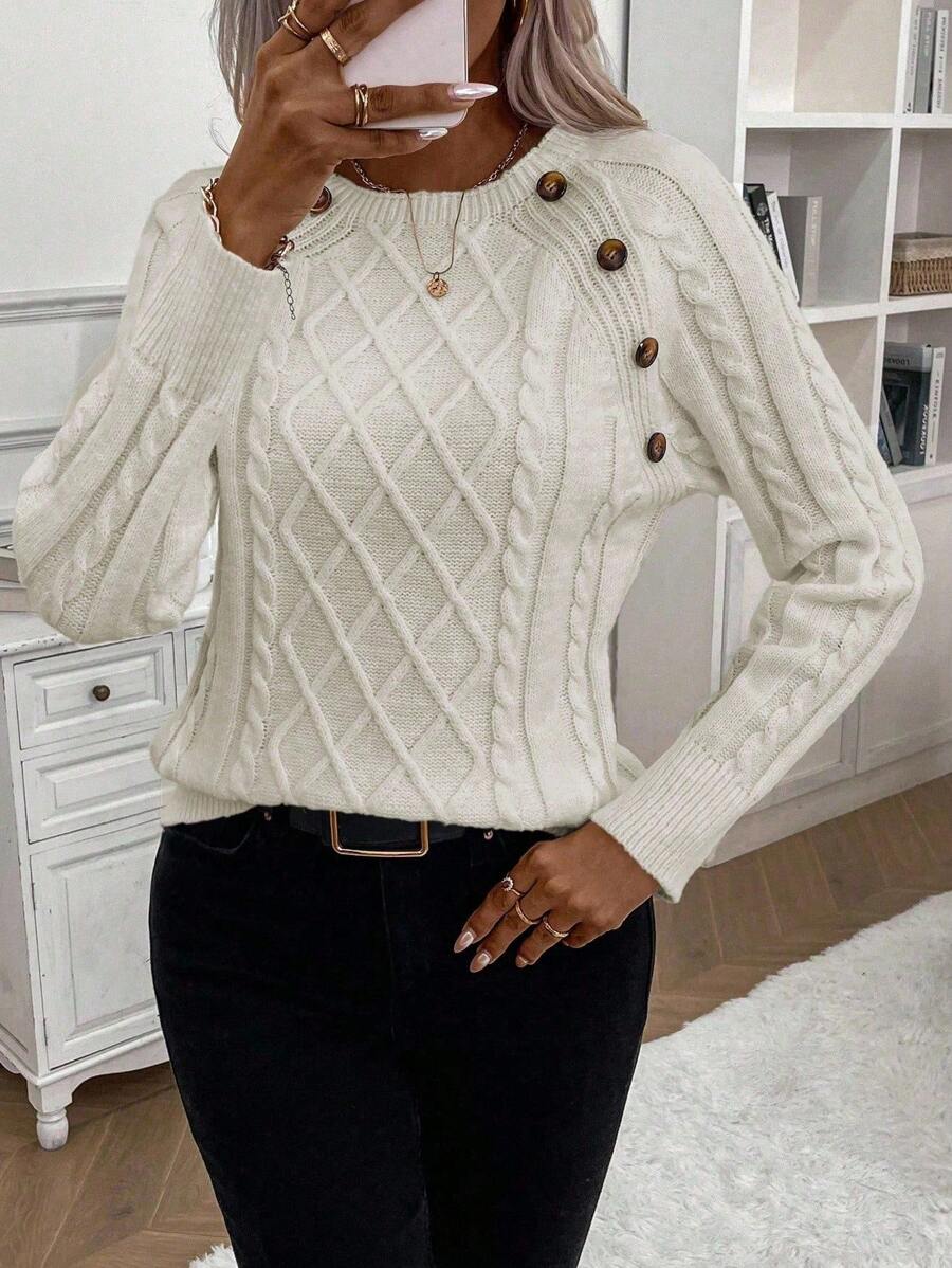 Women's Cable Round Neck Sweater