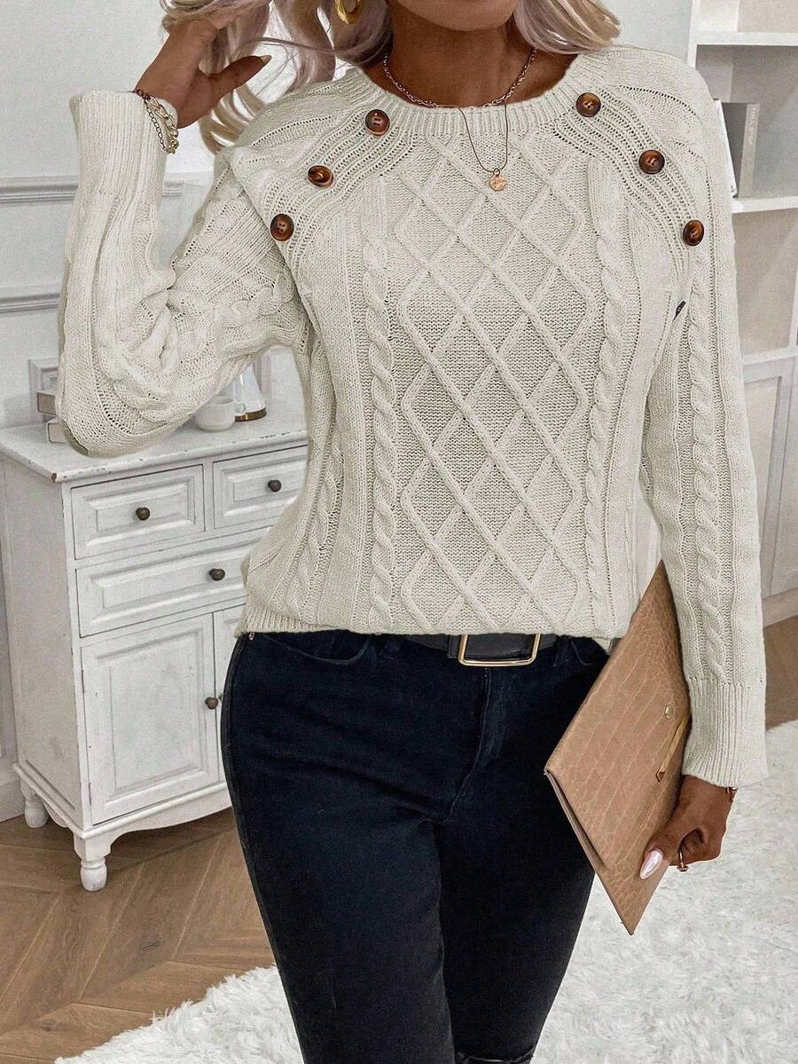 Women's Cable Round Neck Sweater