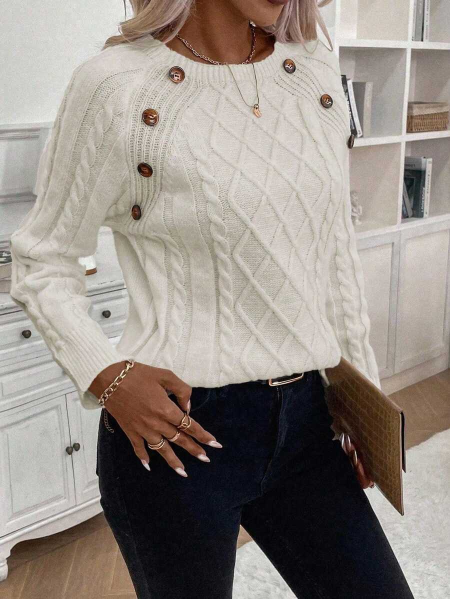 Women's Cable Round Neck Sweater