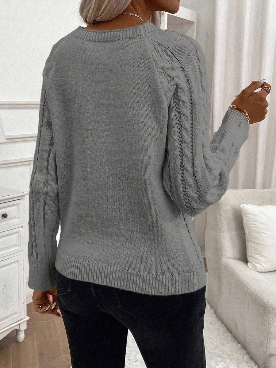 Women's Cable Knit Jumper Button Detail