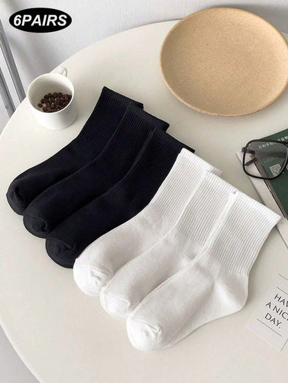 Women's Ribbed Crew Socks Ruffled Edge