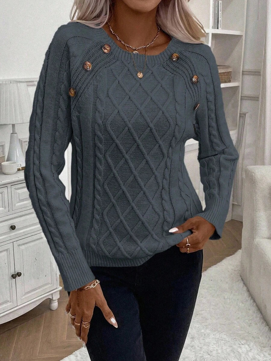 Women's Cable Round Neck Sweater