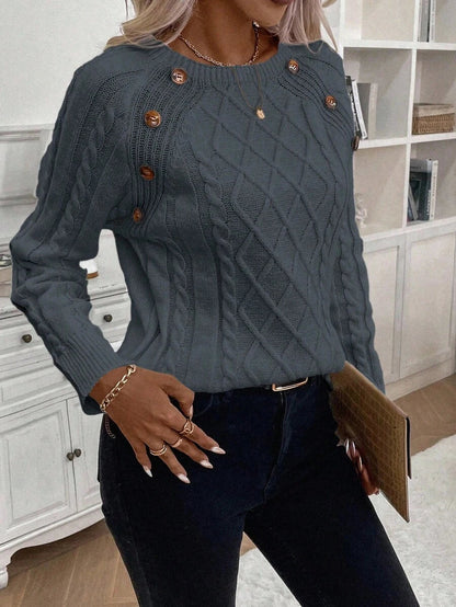 Women's Blouse Button Front Decorative Details