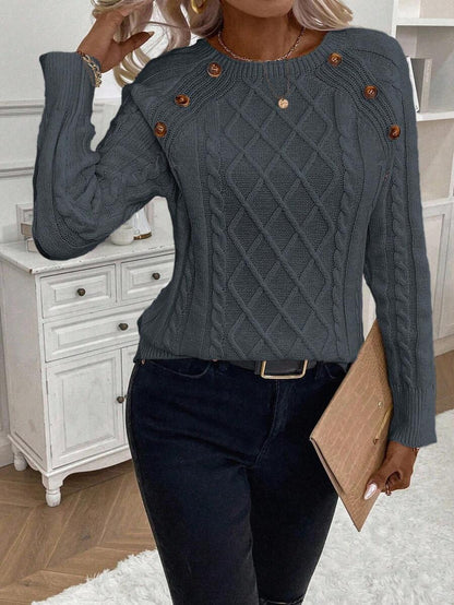 Women's Blouse Button Front Decorative Details