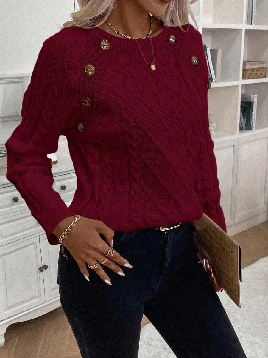 Women's Blouse Button Front Decorative Details