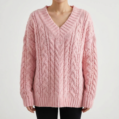 Women's V-Neck Knit Pullover Sweater - Vonnera