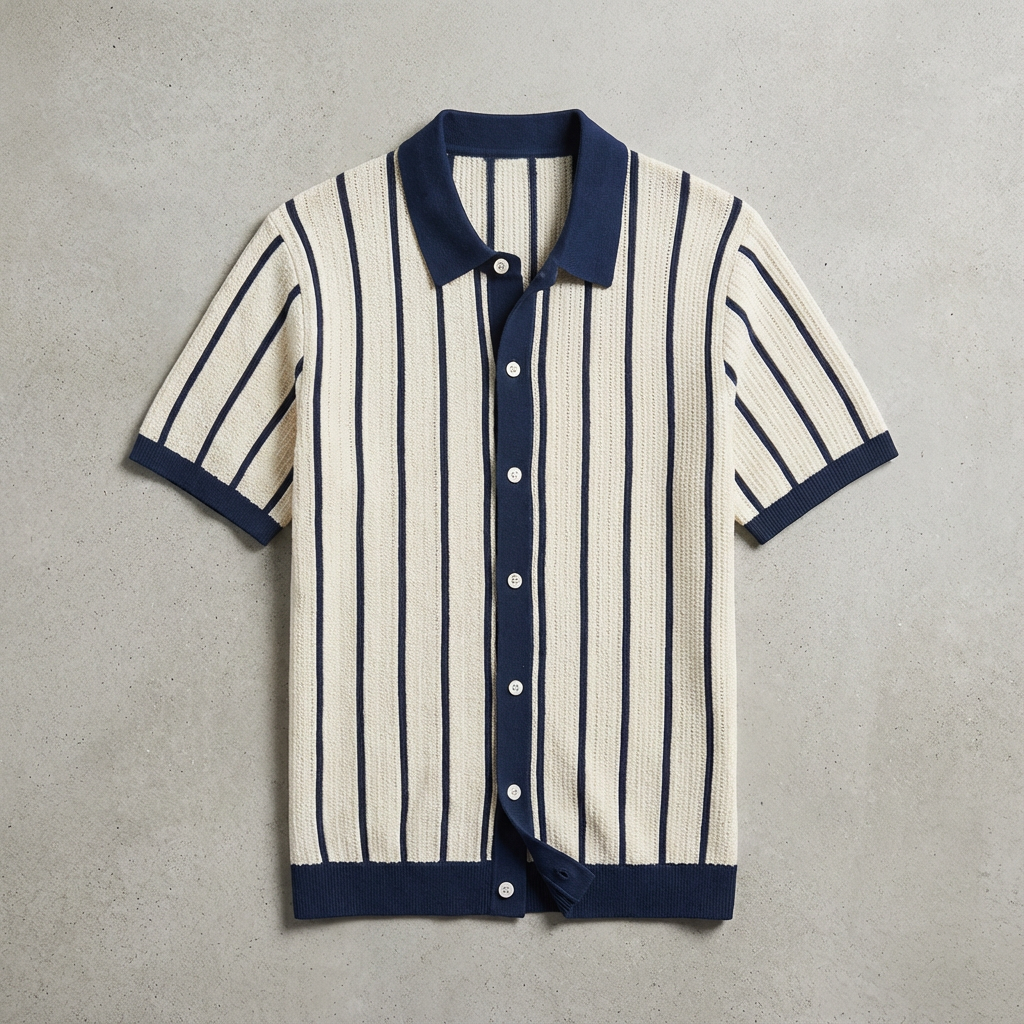 Men's Striped Knit Polo Shirt - Vonnera