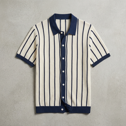 Men's Striped Knit Polo Shirt - Vonnera