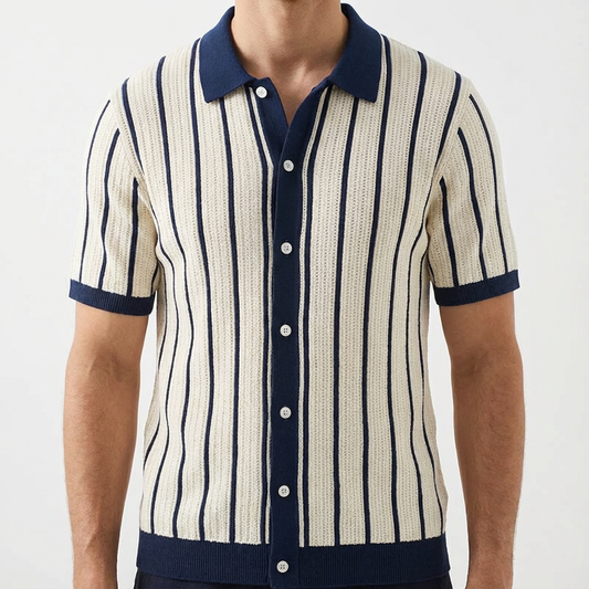 Portofino Men's Striped Cotton Polo Shirt - Vonnera