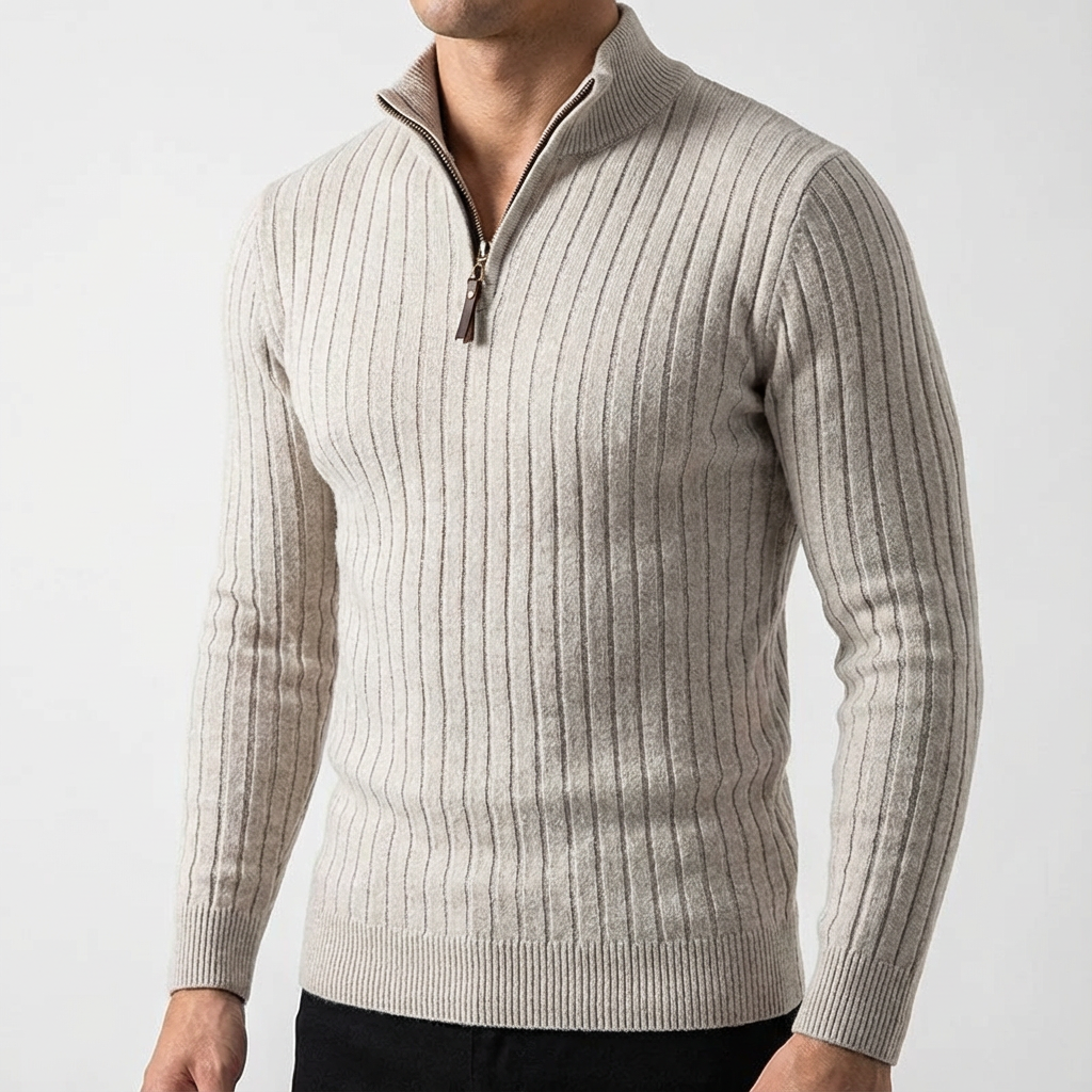 L'Artisan Men's Wool Quarter Zip Sweater - Vonnera