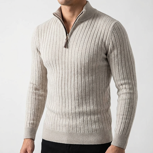 L'Artisan Men's Wool Quarter Zip Sweater - Vonnera