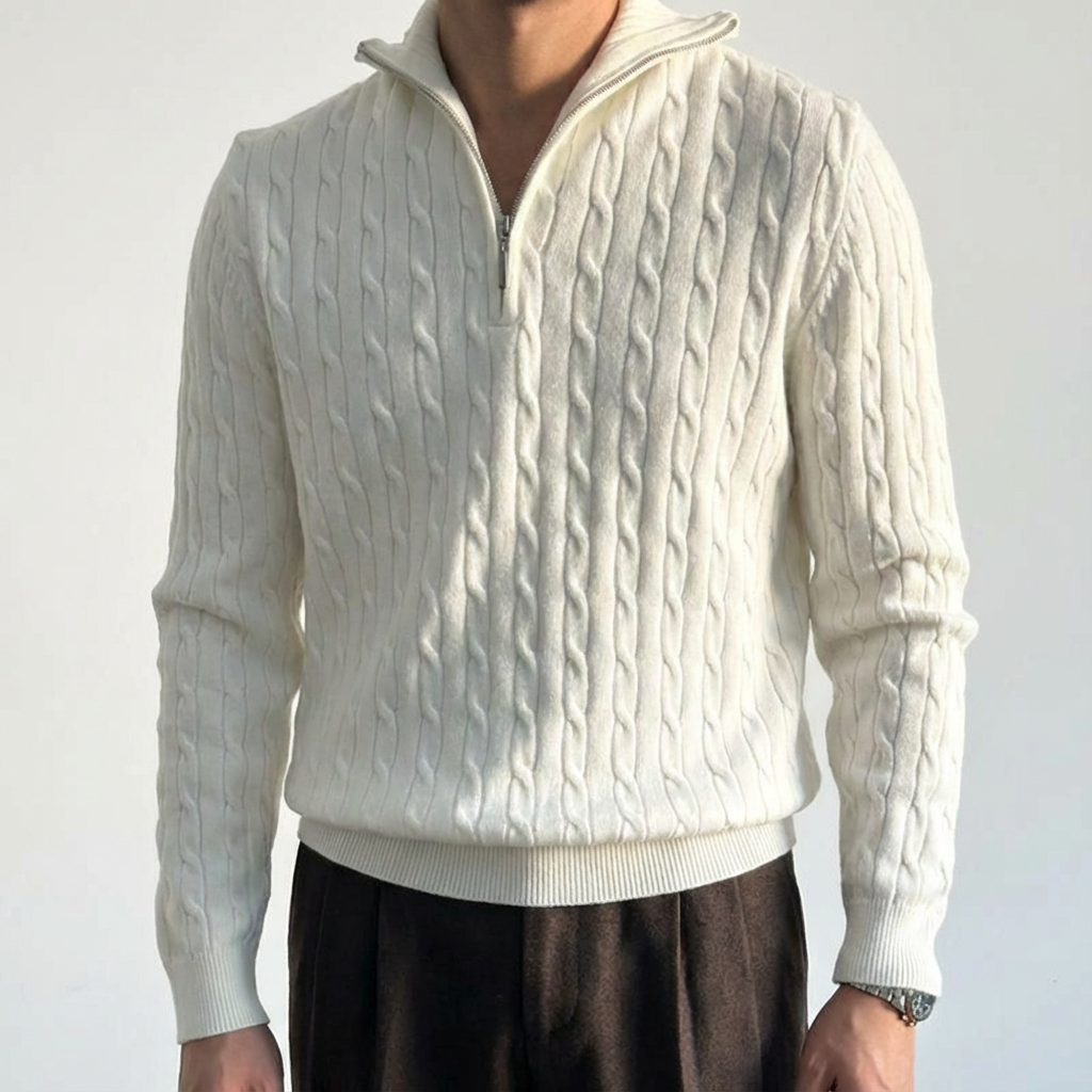 Merino Wool Quarter Zip Sweater - Vonnera