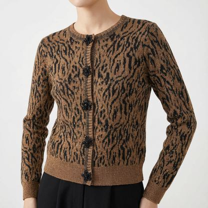 Women's Leopard Knitted Cardigan - Vonnera
