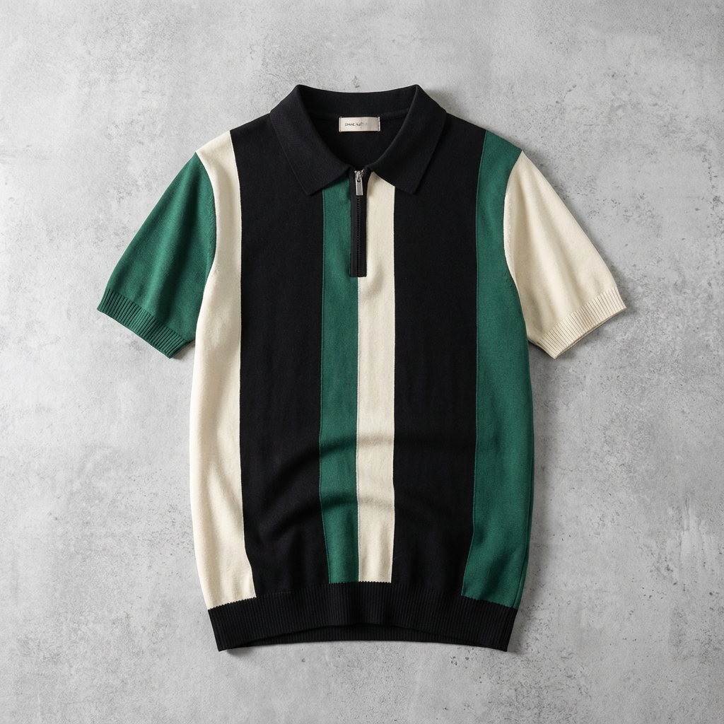 Men's Knit Zip Polo Shirt - Vonnera