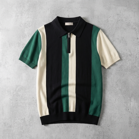 Men's Knit Zip Polo Shirt - Vonnera