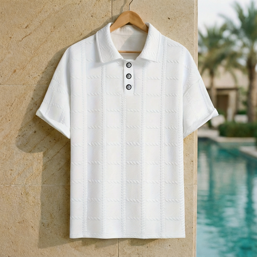 Men's Check Polo Shirt Cotton Portofino - Vonnera