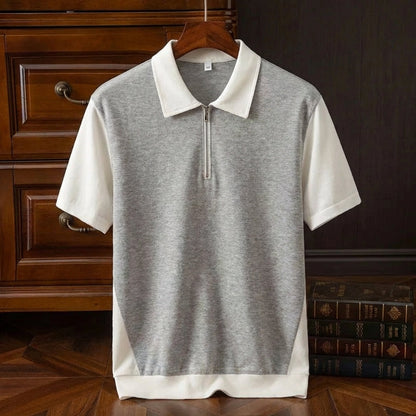 Men's Cotton Quarter Zip Polo Shirt - Vonnera