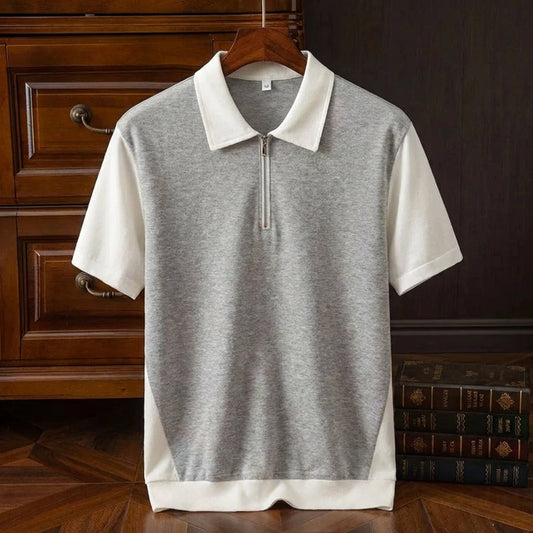 Men's Cotton Quarter Zip Polo Shirt - Vonnera