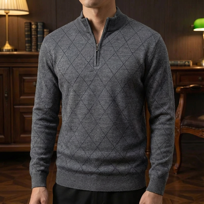 Wool Quarter Zip Sweater Grey - Vonnera