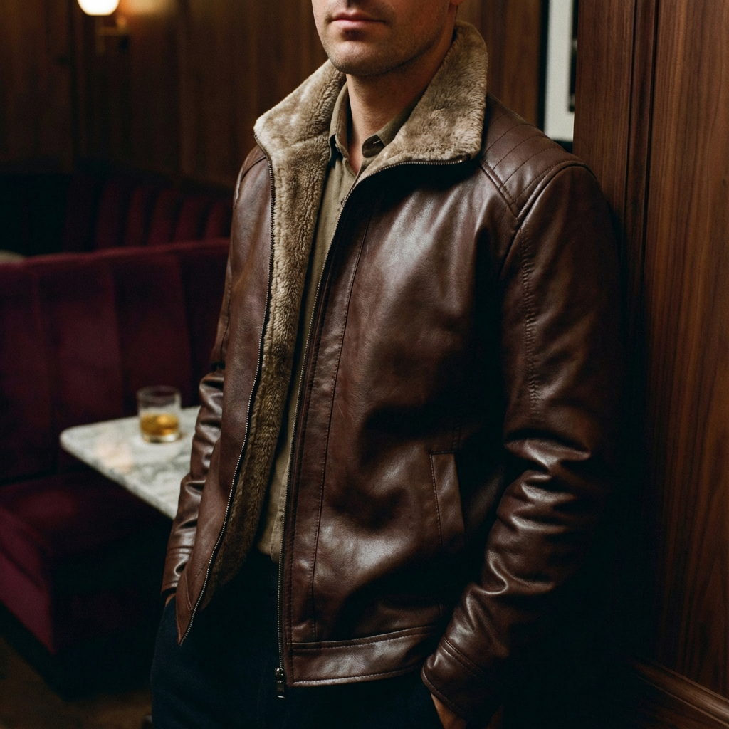 Men's Leather Biker Jacket - Vonnera