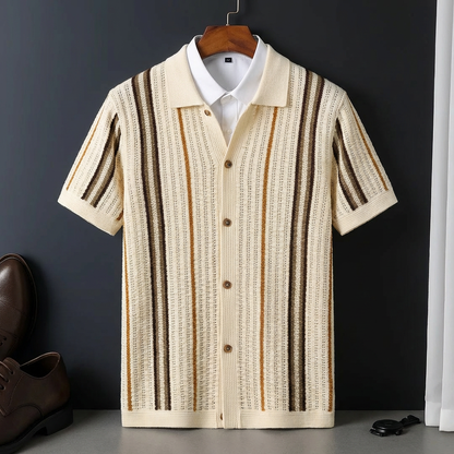 Men's Knit Polo Shirt Stripe - Vonnera
