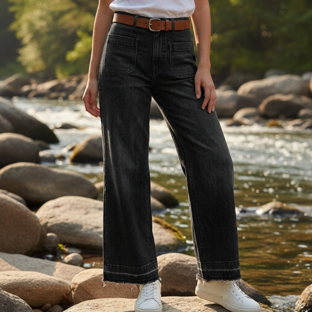 Women's Wide Leg Denim Jeans - Vonnera