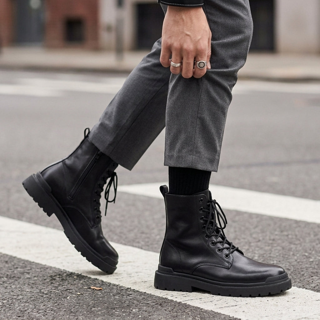 Men's High Leather Boots - Vonnera