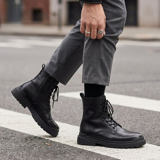 Men's High Leather Boots - Vonnera