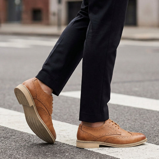 Men's Leather Brogue Shoes - Vonnera