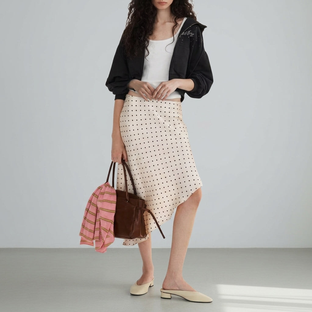 Women's Asymmetric Polka Dot Skirt - Vonnera