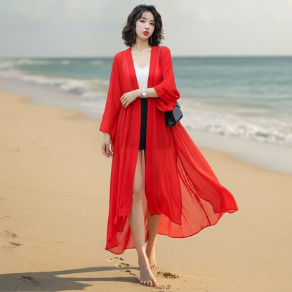 Women's Long Chiffon Cardigan - Vonnera