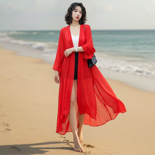 Women's Long Chiffon Cardigan - Vonnera