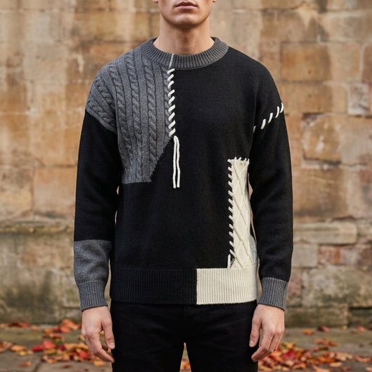 Women's Patchwork Sweater Noirion - Vonnera