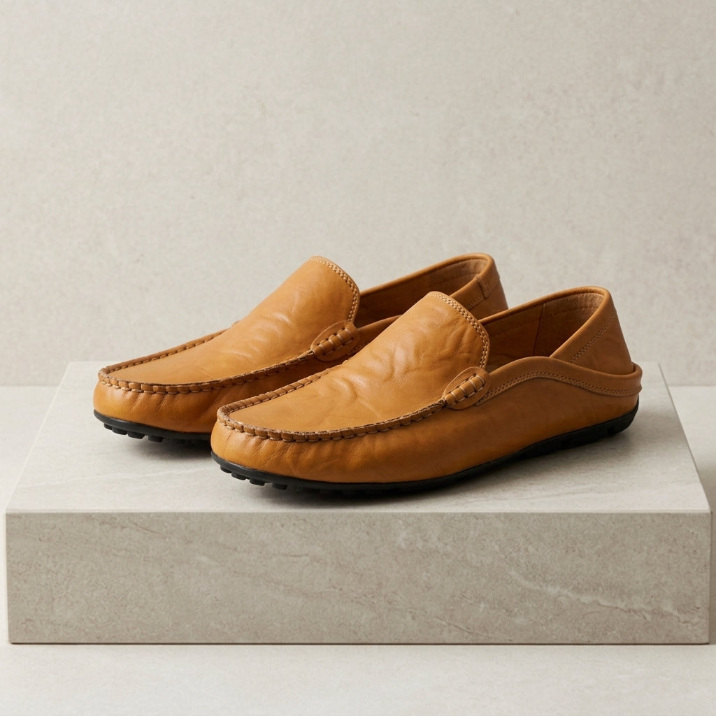 Gavrel Men's Moccasin Shoes Leather Brown - Vonnera