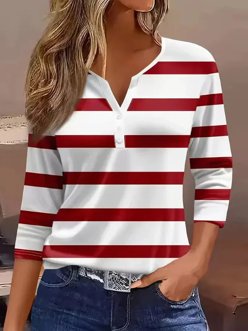 Women's Striped Henley - Vonnera