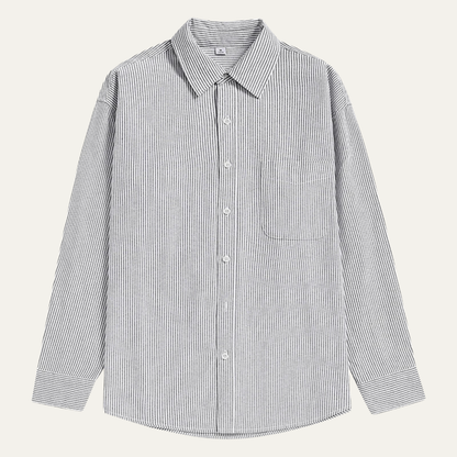 Men's Striped Classic Collar Shirt with Pocket