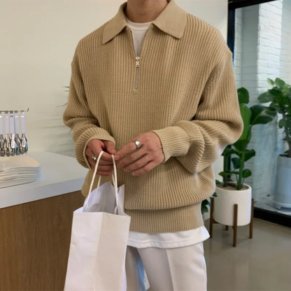 Men's Warm Waffle Knit Half Zip Sweater