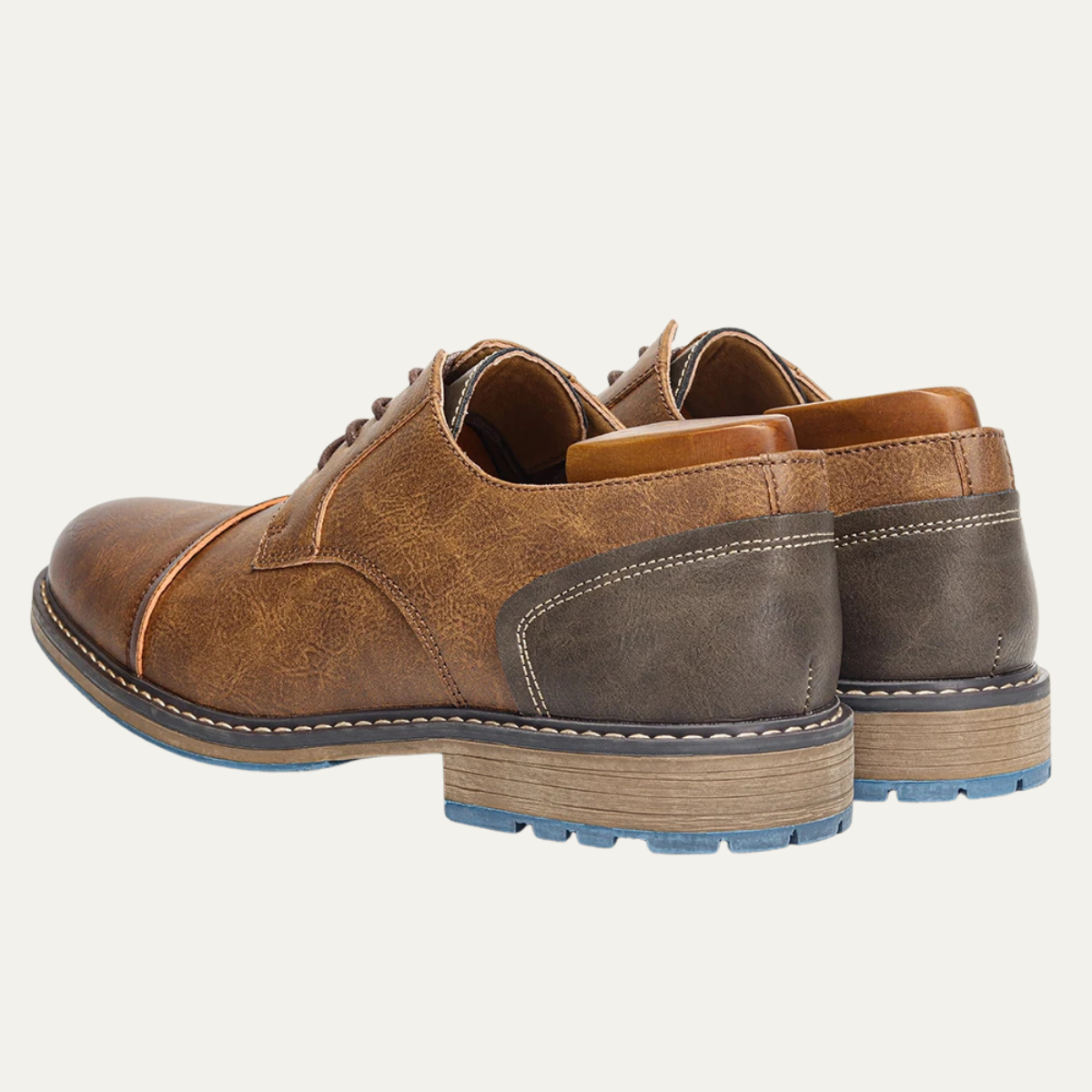 Monferrato Men's Leather Oxford Shoes Lace Up Brown