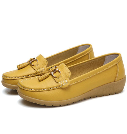 Women's Leather Cut Out Ballet Flats