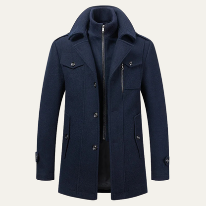 Kensington Men's Wool Trench Coat Double Collar - Vonnera