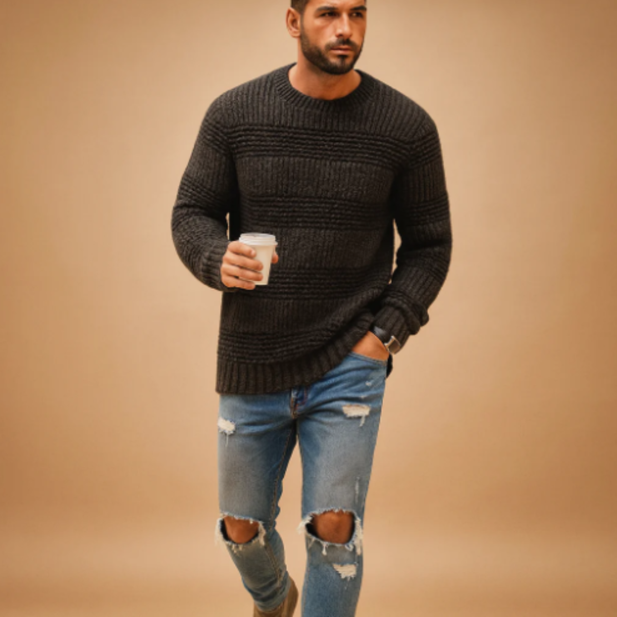 Men's Knitted Fair Isle Sweater Nordic Winter