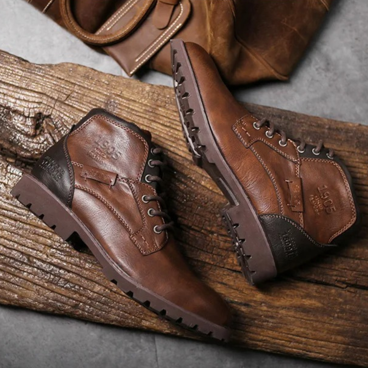 Stanhope Men's Ankle Biker Boots Durable Leather