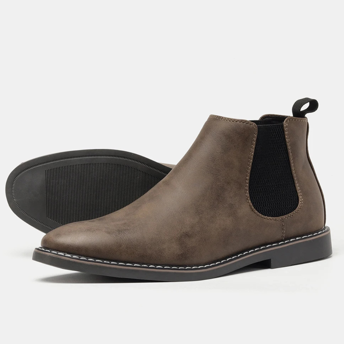 Men's Chelsea Boots Retro Slip On Ankle Leather Black - Vonnera